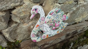 Large Pink Fruits Swan (SOLD)