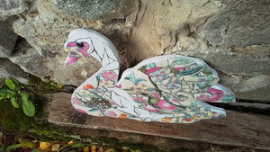 Large Pink Fruits Swan (SOLD)
