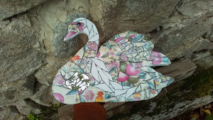Large Pink Fruits Swan (SOLD)