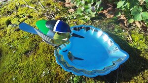 Blue-Tit on Leaf Dish  (SOLD)