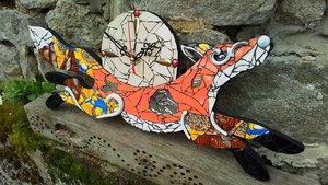 Medium Sunflower Fox Clock (cream moon) (SOLD)