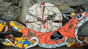 Medium Sunflower Fox Clock (cream moon) (SOLD)