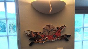 Medium Sunflower Fox Clock (cream moon) (SOLD)