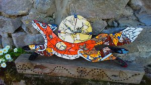 Medium Sunflower Fox Clock (yellow moon)
