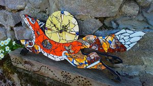 Medium Sunflower Fox Clock (yellow moon)