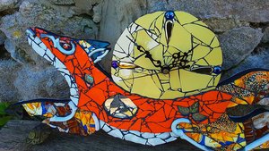 Medium Sunflower Fox Clock (yellow moon)