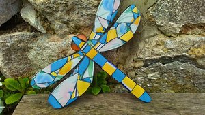 Blue & Yellow Floral Dragonfly
