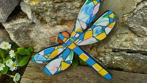 Blue & Yellow Floral Dragonfly