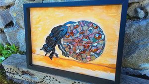 Dung Beetle (mixed media mosaic)