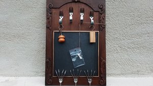 Key Holder Chalk board & Coat Hooks (home organiser)