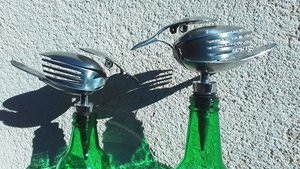 Large Metal Bird Wine Bottle Stoppers (X2) PROMO