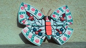 Pink & Green Festive Berries Butterfly 