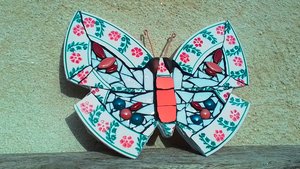 Pink & Green Festive Berries Butterfly 