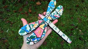 Flowery Blue & Red Dragonfly 