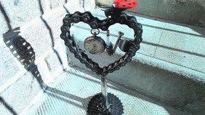 Large Love Heart on stand (with 'love bug' ladybird friend) (SOLD)