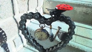 Large Love Heart on stand (with 'love bug' ladybird friend) (SOLD)