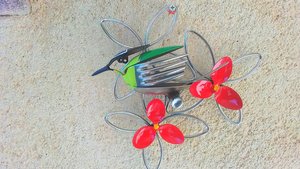 Blue-tit Bird on Branch (hanging wall art)