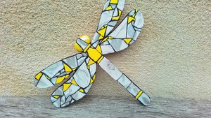 Zesty Yellow & Silver Rose Dragonfly 