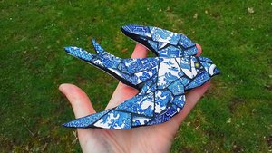 Mini (baby) Blue & White Swallow (right facing)