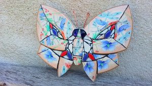 Red & Blue Peach Dragonfly Butterfly 