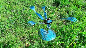 Leaping Frog with Lilypad on Short Rod (tongue out catching a fly)