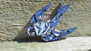 Mini (baby) Blue & White Swallow (left facing)