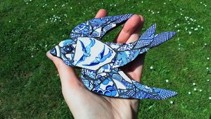 Mini (baby) Blue & White Swallow (left facing)