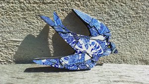 Mini (baby) Blue & White Swallow (right facing) (SOLD)
