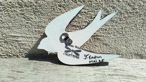 Mini (baby) Blue & White Swallow (right facing) (SOLD)