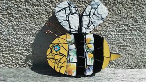 Daffodil & Purple Flowers Bee