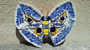 Blue & White Floral Butterfly