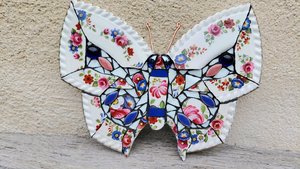 Blue, Pink & Red Flowers Butterfly 