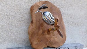 Kingfisher on Wooden Perch (wall hanging)