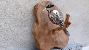 Kingfisher on Wooden Perch (wall hanging)