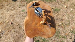 Kingfisher on Wooden Perch (wall hanging)