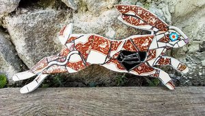 Mini Flowery Brown Hare (vintage 1800s ceramics)