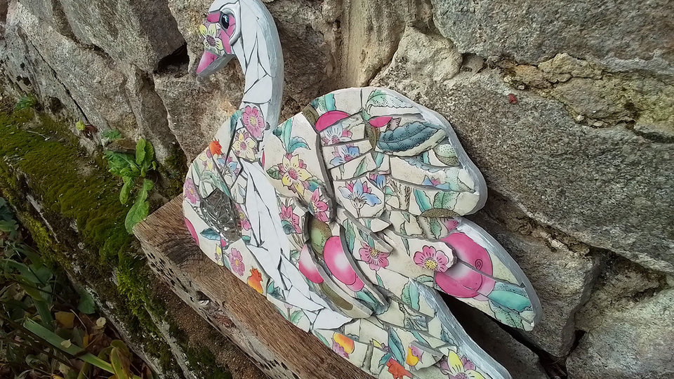Large Pink Fruits Swan (SOLD)