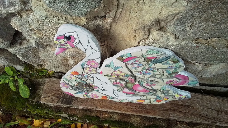 Large Pink Fruits Swan (SOLD)