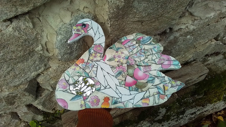Large Pink Fruits Swan (SOLD)