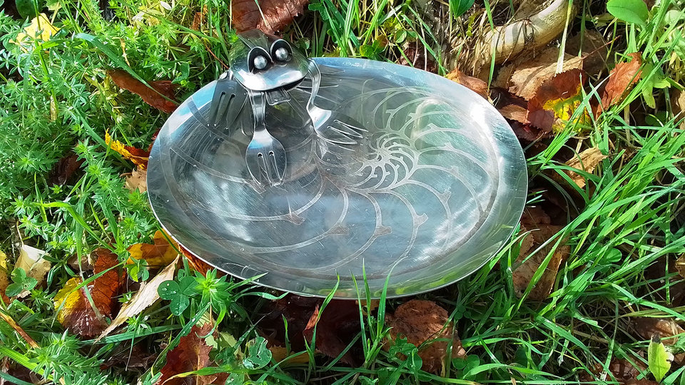 Frog on Ammonite Dish (SOLD)