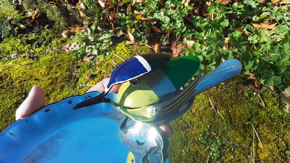 Blue-Tit on Leaf Dish  (SOLD)