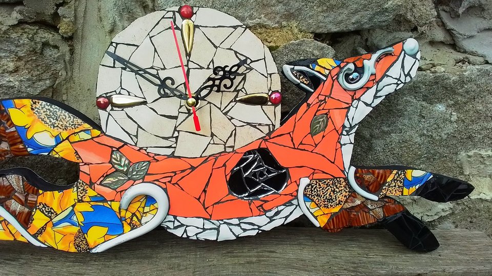 Medium Sunflower Fox Clock (cream moon) (SOLD)