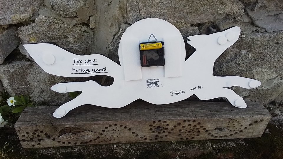 Medium Sunflower Fox Clock (yellow moon)