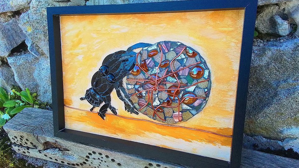 Dung Beetle (mixed media mosaic)