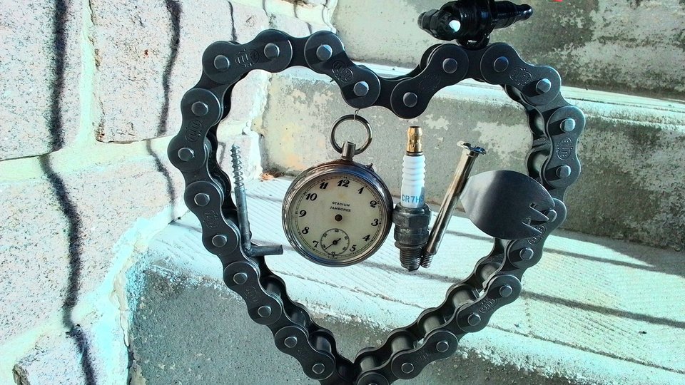 Large Love Heart on stand (with 'love bug' ladybird friend) (SOLD)