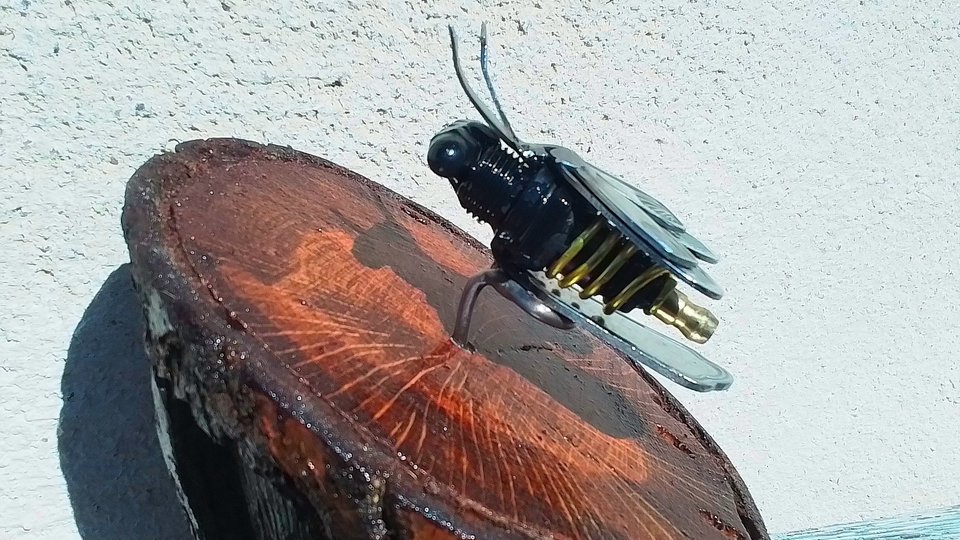 Bee on Natural Wood Slice