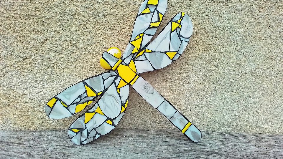 Zesty Yellow & Silver Rose Dragonfly 