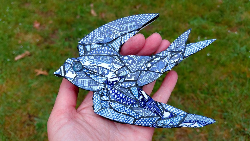 Mini (baby) Blue & White Swallow (left facing)