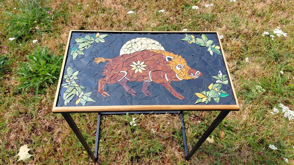 Set 4 Wildlife Nesting Tables (Mountain Hare, Wildboar, Fox & Hedgehog) (SOLD)