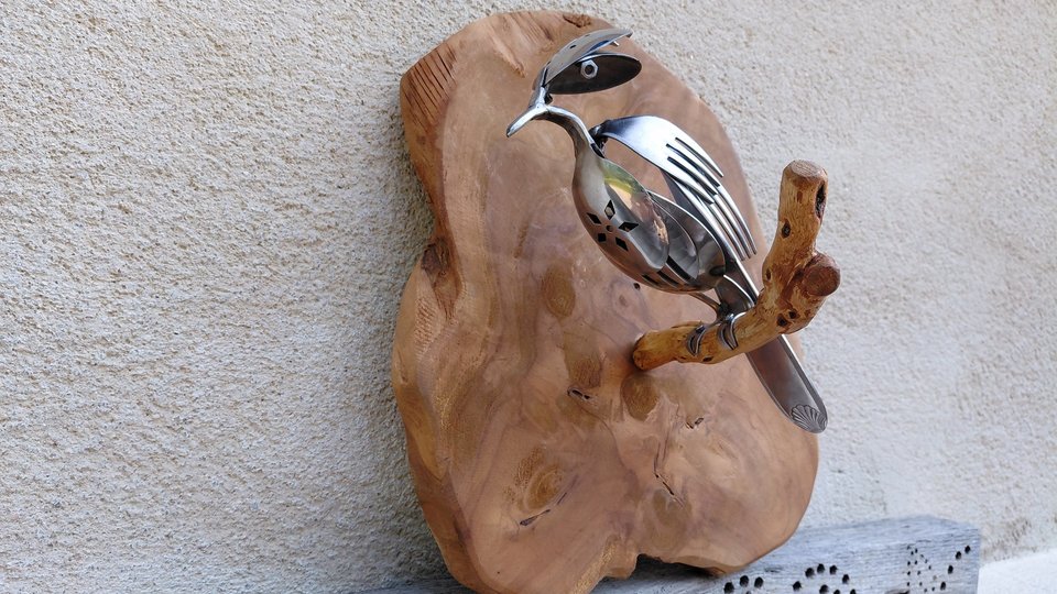 Kingfisher on Wooden Perch (wall hanging)